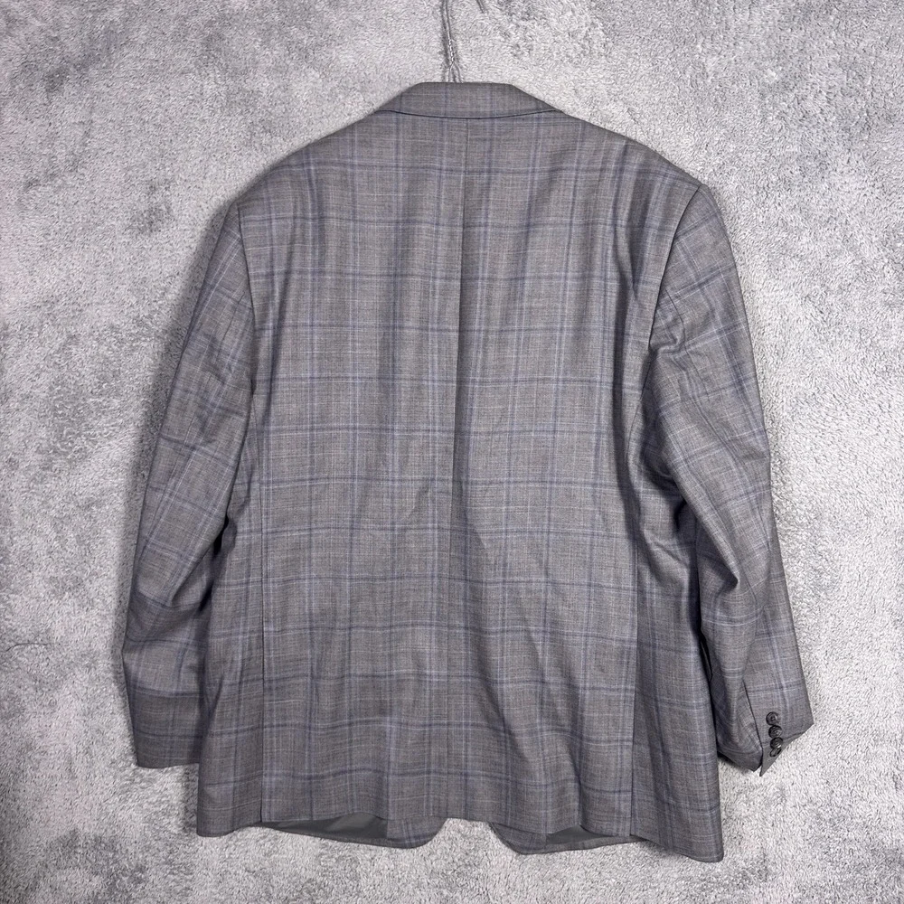 Jos A Bank Sport Coat Mens 48L Windowpane Traveler Blazer Wool Suit Jacket